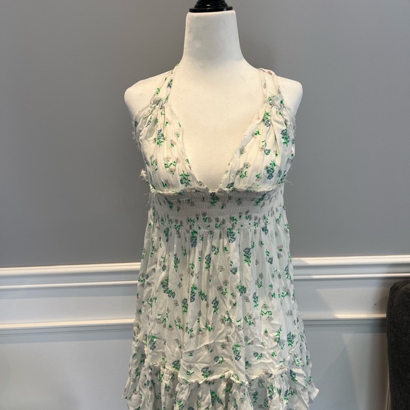 ASOS design summer dress, white with flowers, 100% viscose, size US 2, new - Picture 1 of 6